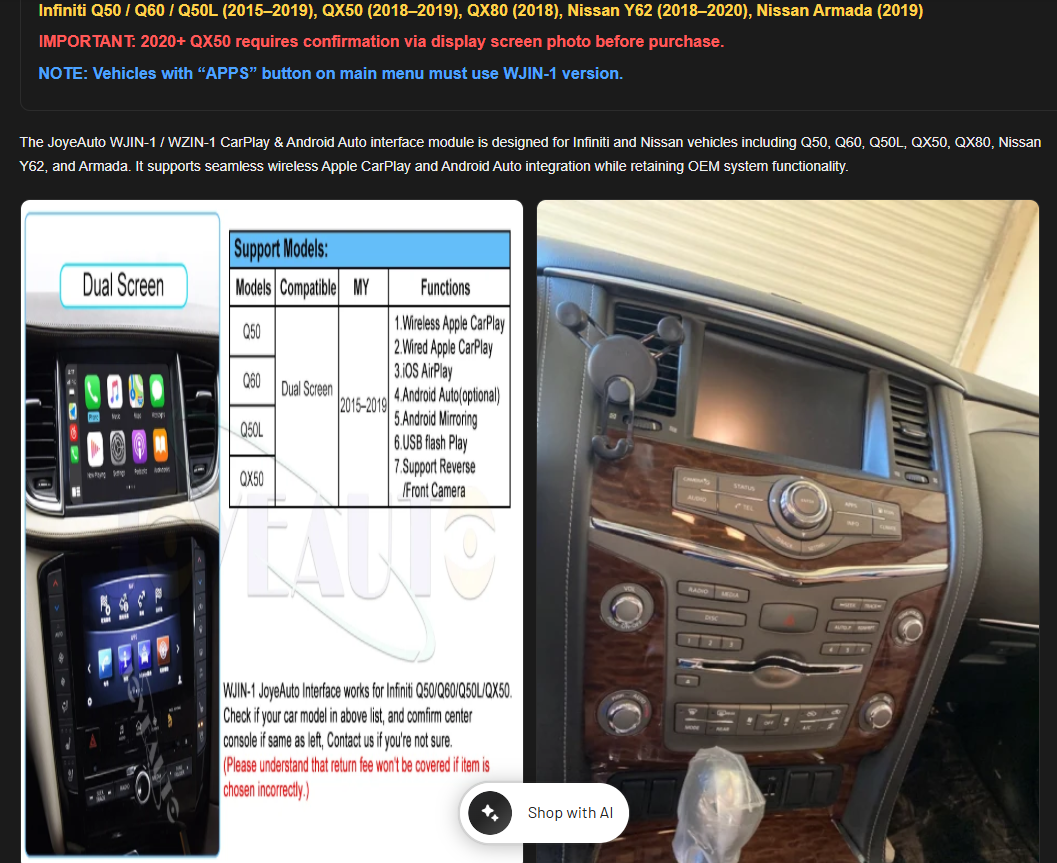 Infiniti WZIN-1 CarPlay
