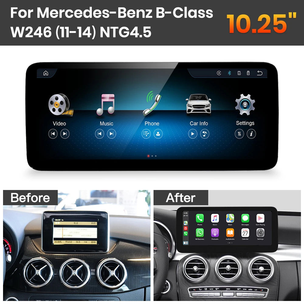 JoyeAuto Mercedes-Benz Linux Screen Upgrade with Wireless Apple CarPlay & Android Auto | 10.25" / 12.3" HD Touch Display
