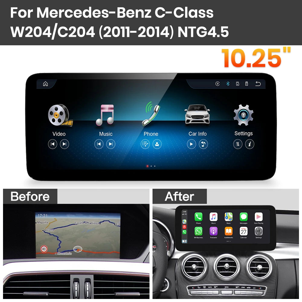 JoyeAuto Mercedes-Benz Linux Screen Upgrade with Wireless Apple CarPlay & Android Auto | 10.25" / 12.3" HD Touch Display