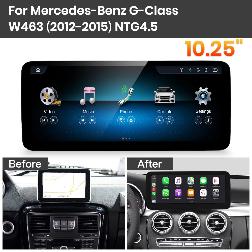 JoyeAuto Mercedes-Benz Linux Screen Upgrade with Wireless Apple CarPlay & Android Auto | 10.25" / 12.3" HD Touch Display
