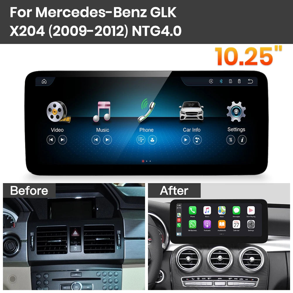 JoyeAuto Mercedes-Benz Linux Screen Upgrade with Wireless Apple CarPlay & Android Auto | 10.25" / 12.3" HD Touch Display
