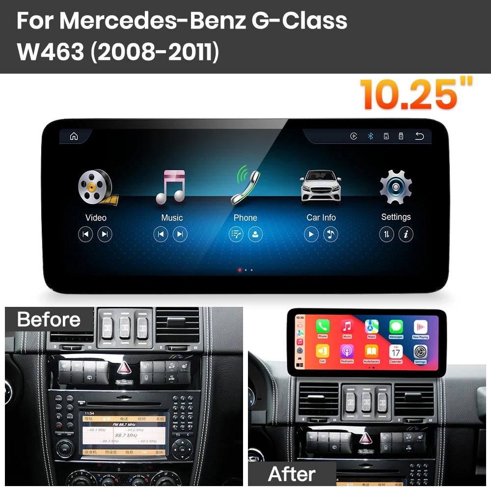 JoyeAuto Mercedes-Benz Linux Screen Upgrade with Wireless Apple CarPlay & Android Auto | 10.25" / 12.3" HD Touch Display