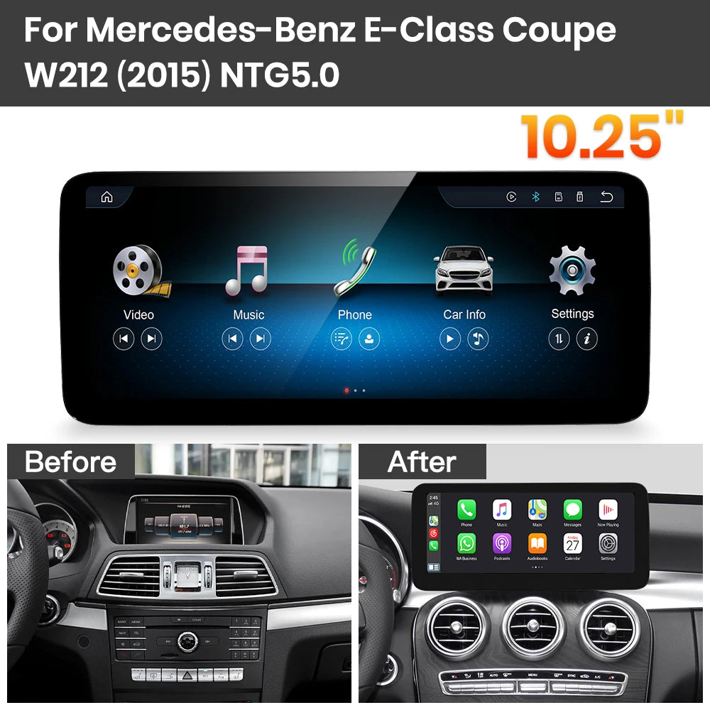 JoyeAuto Mercedes-Benz Linux Screen Upgrade with Wireless Apple CarPlay & Android Auto | 10.25" / 12.3" HD Touch Display