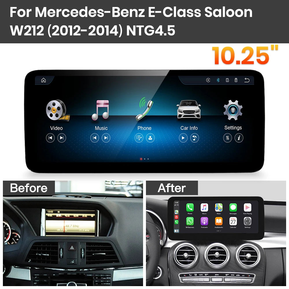JoyeAuto Mercedes-Benz Linux Screen Upgrade with Wireless Apple CarPlay & Android Auto | 10.25" / 12.3" HD Touch Display