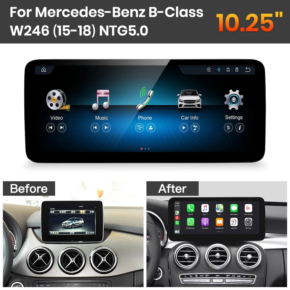 JoyeAuto Mercedes-Benz Linux Screen Upgrade with Wireless Apple CarPlay & Android Auto | 10.25" / 12.3" HD Touch Display