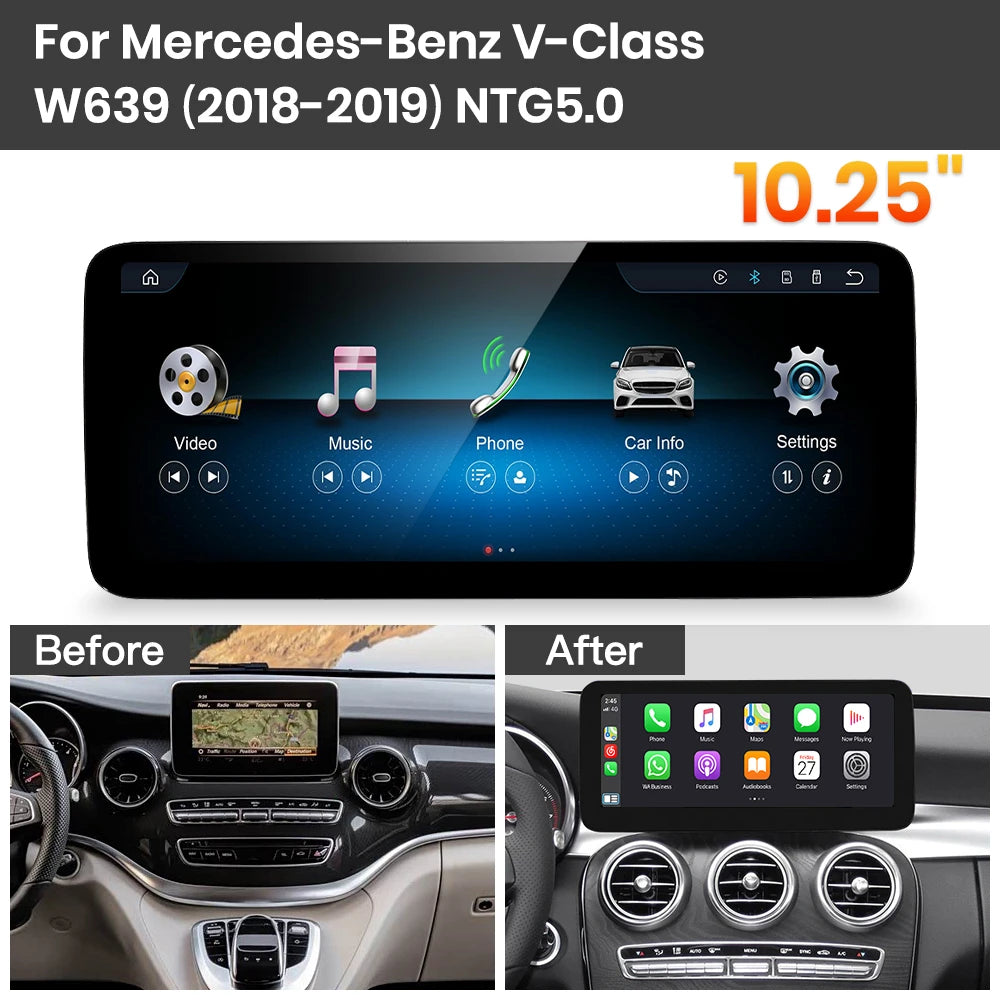 JoyeAuto Mercedes-Benz Linux Screen Upgrade with Wireless Apple CarPlay & Android Auto | 10.25" / 12.3" HD Touch Display