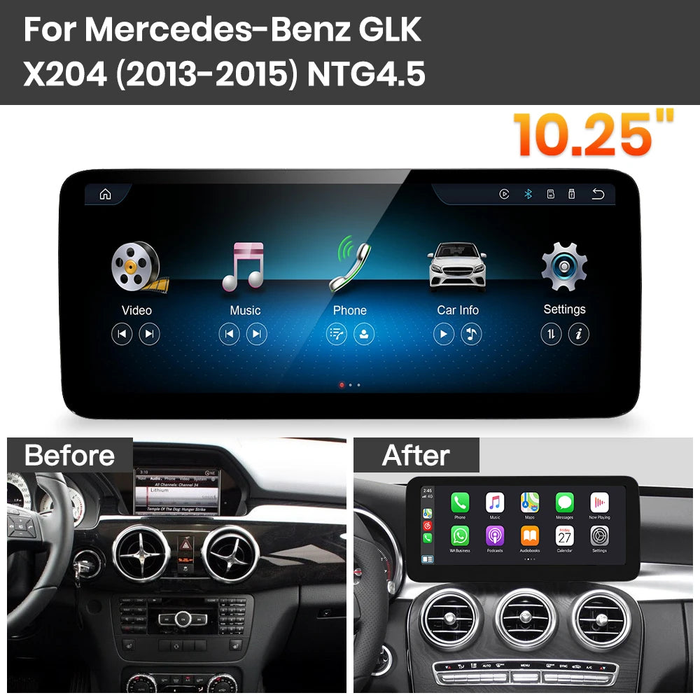 JoyeAuto Mercedes-Benz Linux Screen Upgrade with Wireless Apple CarPlay & Android Auto | 10.25" / 12.3" HD Touch Display