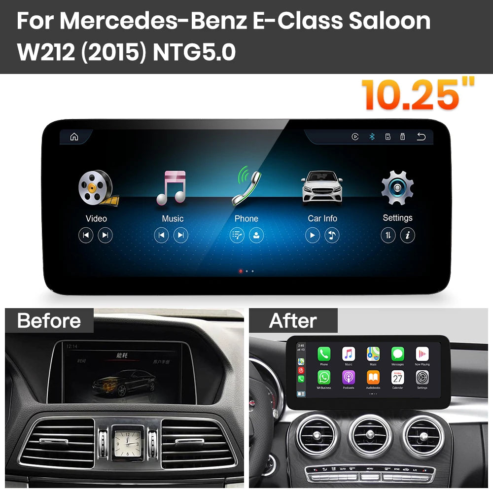 JoyeAuto Mercedes-Benz Linux Screen Upgrade with Wireless Apple CarPlay & Android Auto | 10.25" / 12.3" HD Touch Display