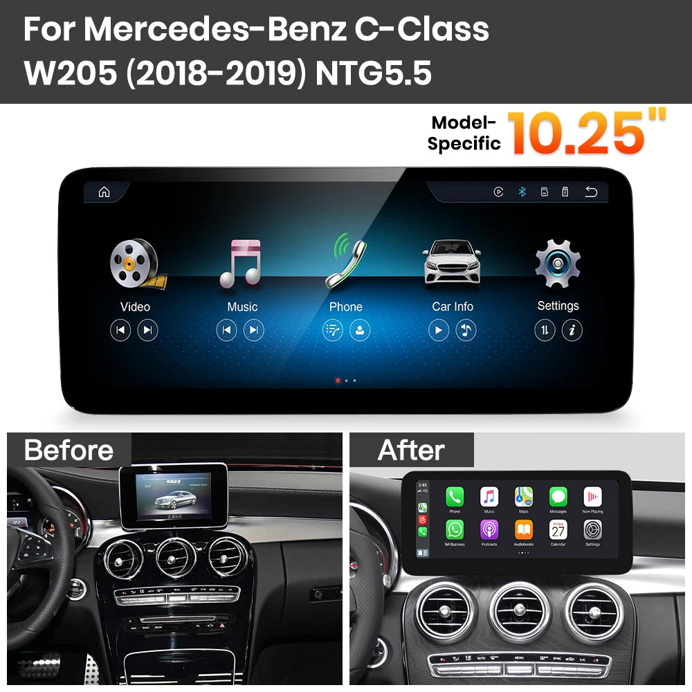 JoyeAuto Mercedes-Benz Linux Screen Upgrade with Wireless Apple CarPlay & Android Auto | 10.25" / 12.3" HD Touch Display