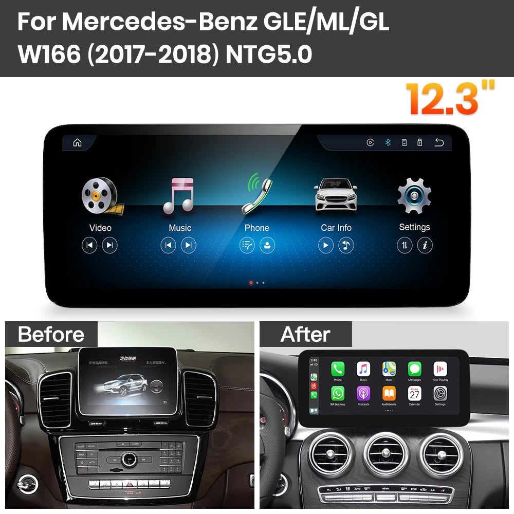 JoyeAuto Mercedes-Benz Linux Screen Upgrade with Wireless Apple CarPlay & Android Auto | 10.25" / 12.3" HD Touch Display