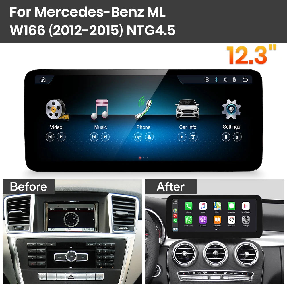 JoyeAuto Mercedes-Benz Linux Screen Upgrade with Wireless Apple CarPlay & Android Auto | 10.25" / 12.3" HD Touch Display