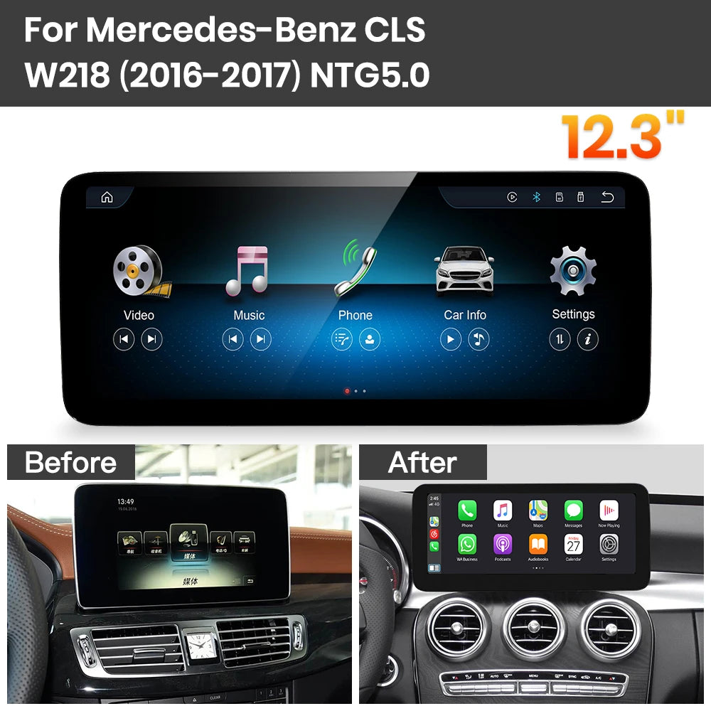 JoyeAuto Mercedes-Benz Linux Screen Upgrade with Wireless Apple CarPlay & Android Auto | 10.25" / 12.3" HD Touch Display