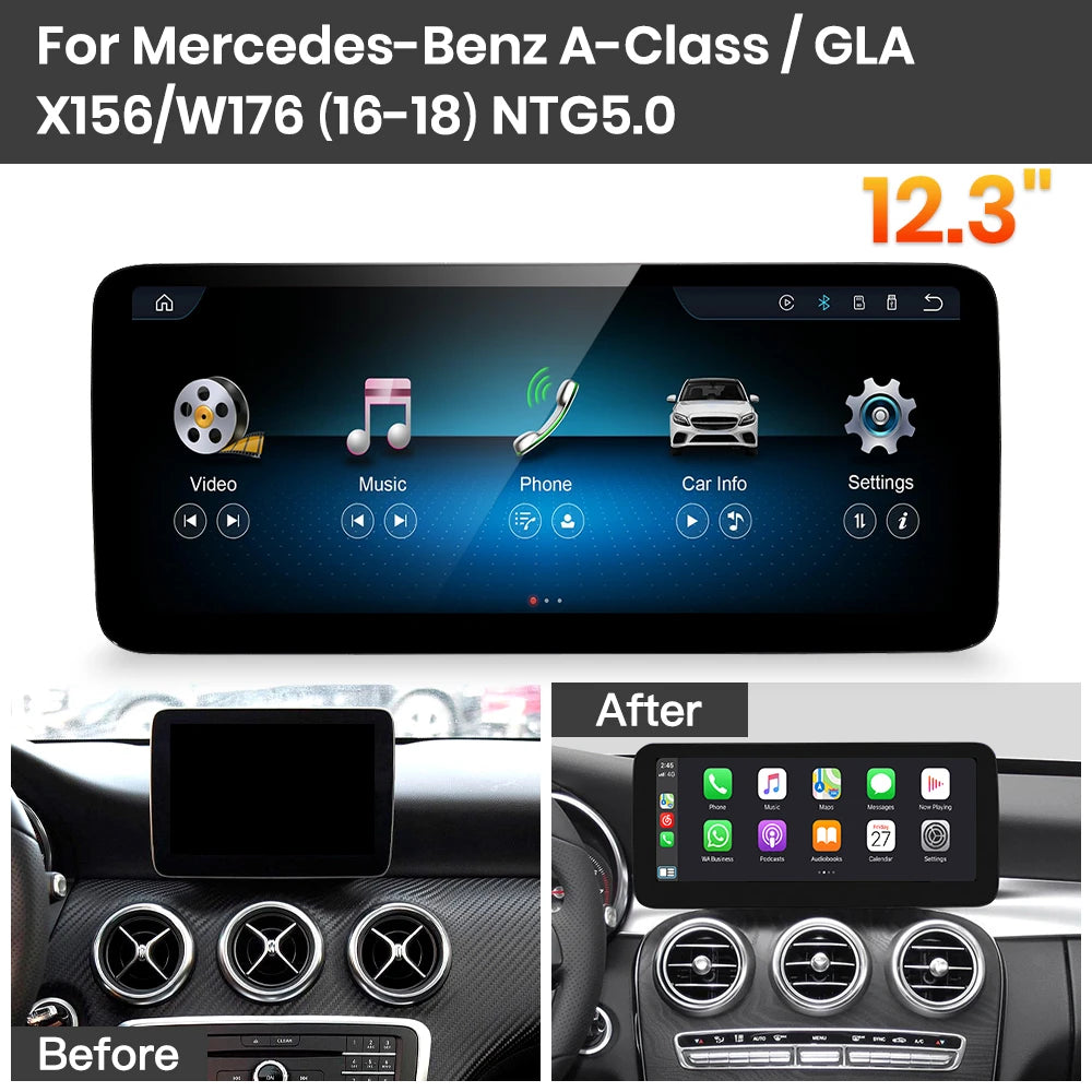 JoyeAuto Mercedes-Benz Linux Screen Upgrade with Wireless Apple CarPlay & Android Auto | 10.25" / 12.3" HD Touch Display