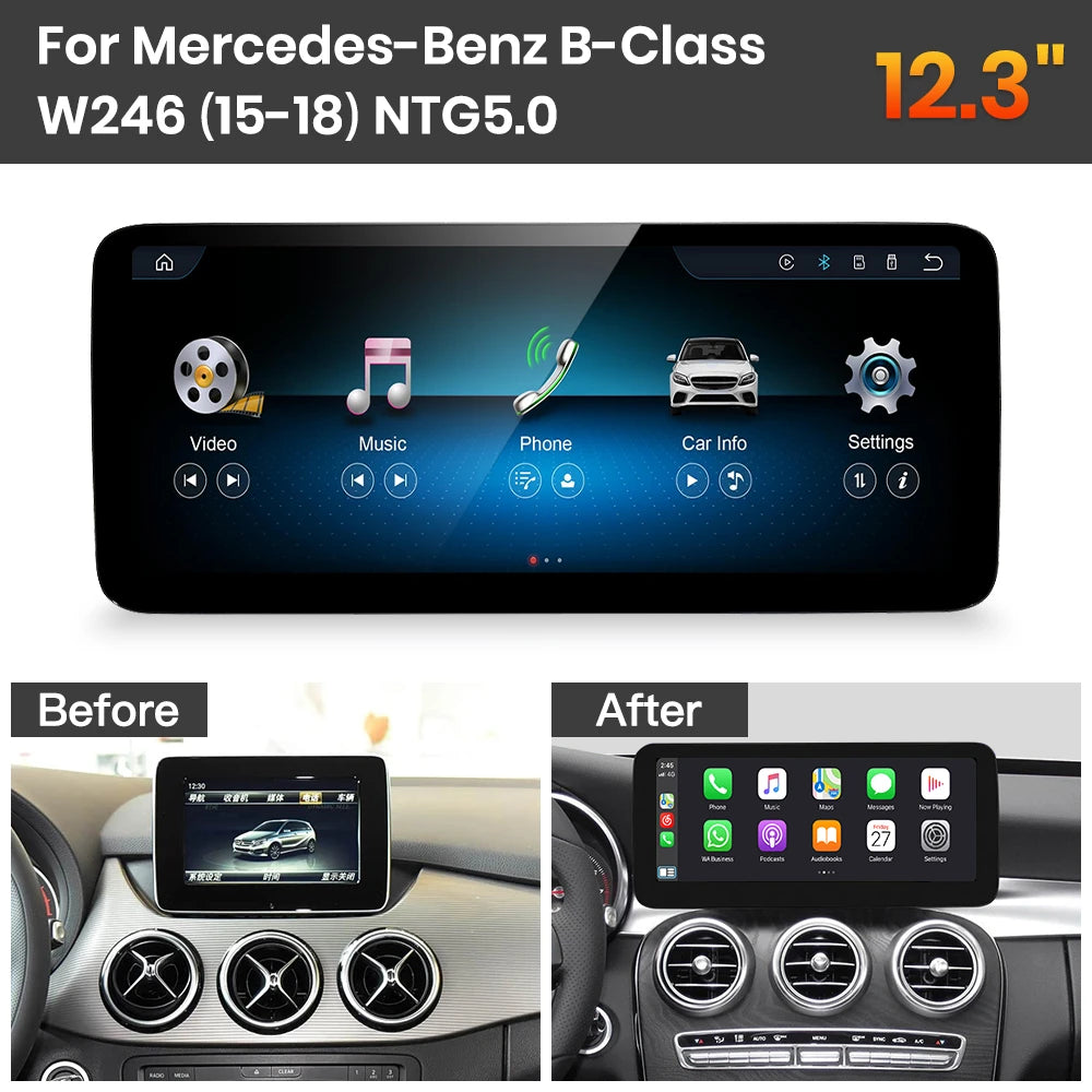 JoyeAuto Mercedes-Benz Linux Screen Upgrade with Wireless Apple CarPlay & Android Auto | 10.25" / 12.3" HD Touch Display