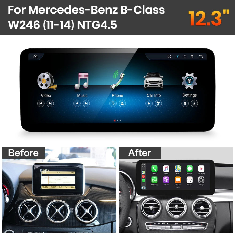 JoyeAuto Mercedes-Benz Linux Screen Upgrade with Wireless Apple CarPlay & Android Auto | 10.25" / 12.3" HD Touch Display