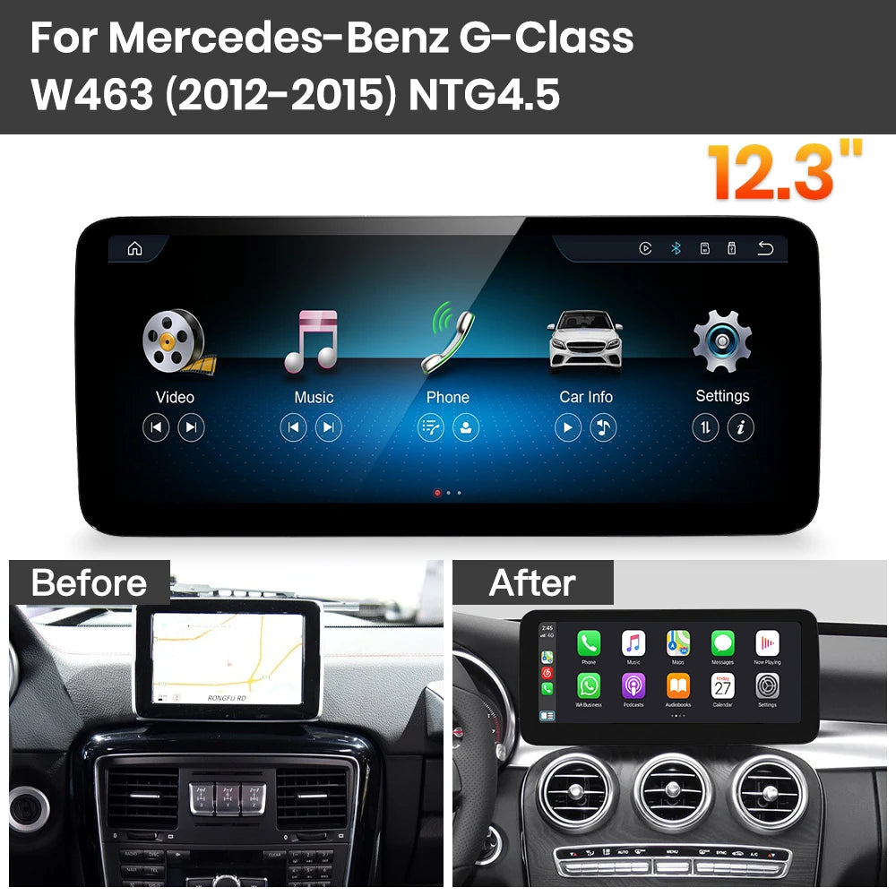 JoyeAuto Mercedes-Benz Linux Screen Upgrade with Wireless Apple CarPlay & Android Auto | 10.25" / 12.3" HD Touch Display