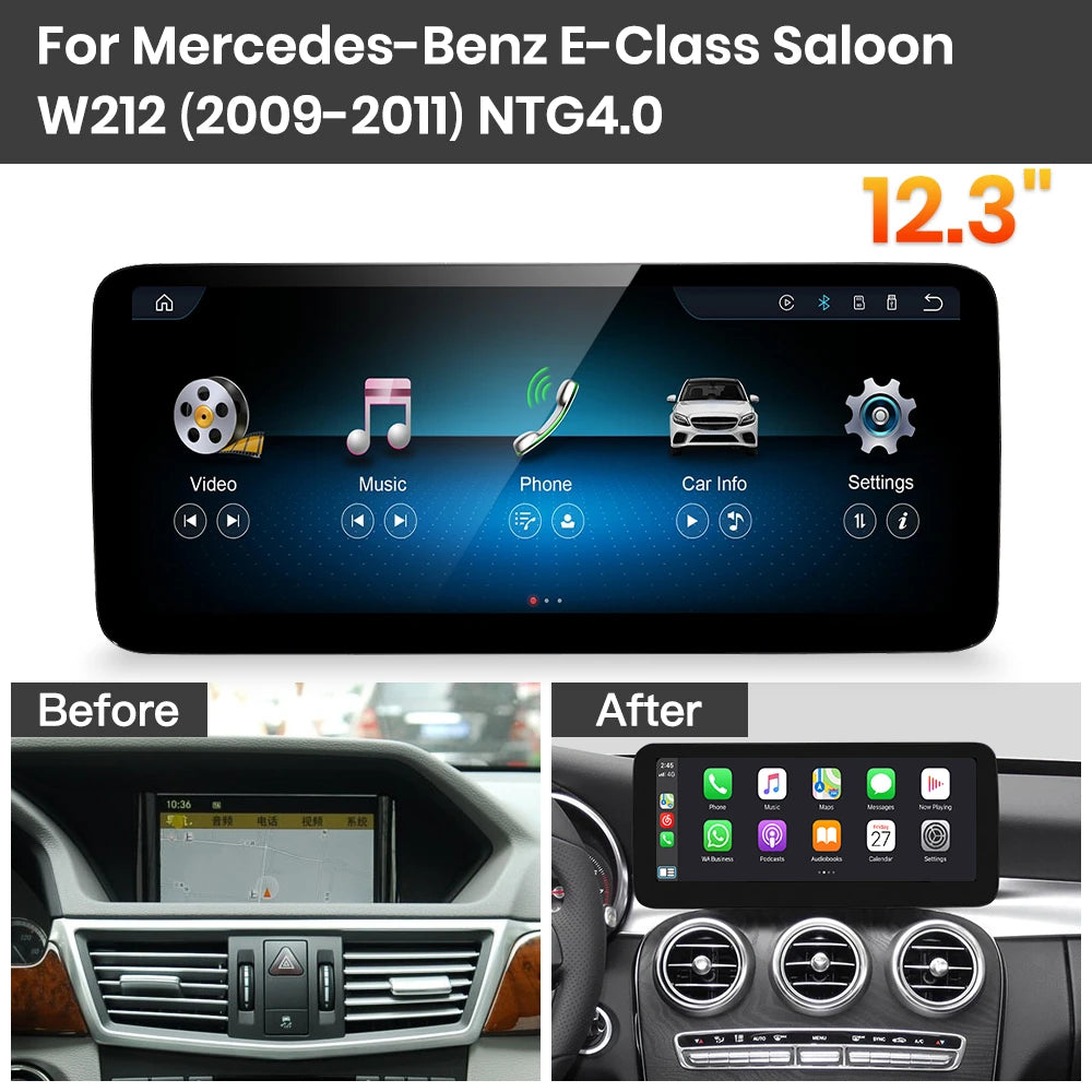 JoyeAuto Mercedes-Benz Linux Screen Upgrade with Wireless Apple CarPlay & Android Auto | 10.25" / 12.3" HD Touch Display