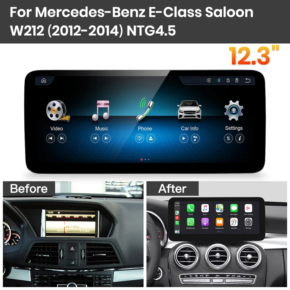 JoyeAuto Mercedes-Benz Linux Screen Upgrade with Wireless Apple CarPlay & Android Auto | 10.25" / 12.3" HD Touch Display