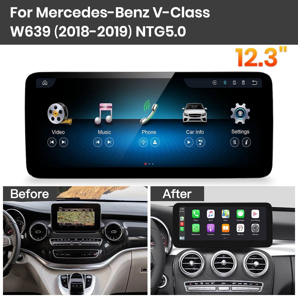 JoyeAuto Mercedes-Benz Linux Screen Upgrade with Wireless Apple CarPlay & Android Auto | 10.25" / 12.3" HD Touch Display