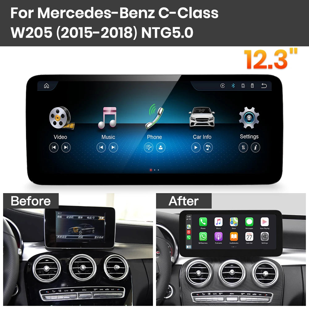 JoyeAuto Mercedes-Benz Linux Screen Upgrade with Wireless Apple CarPlay & Android Auto | 10.25" / 12.3" HD Touch Display