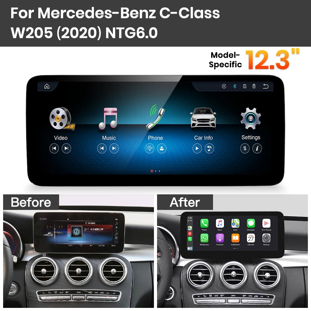 JoyeAuto Mercedes-Benz Linux Screen Upgrade with Wireless Apple CarPlay & Android Auto | 10.25" / 12.3" HD Touch Display