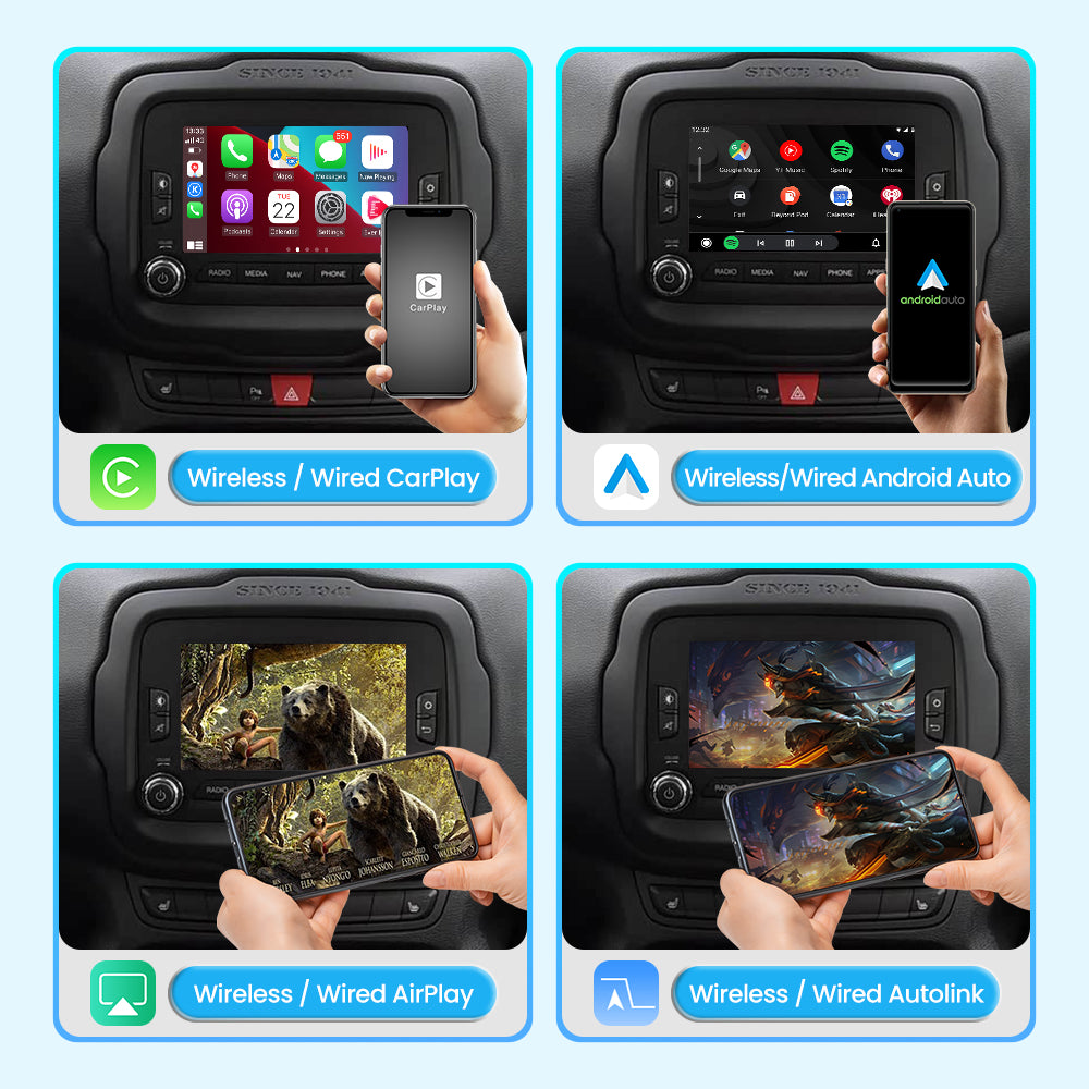 Wireless CarPlay Interface for Jeep Renegade Uconnect 6.5 | Apple CarPlay Android Auto Retrofit (WJJP-2)