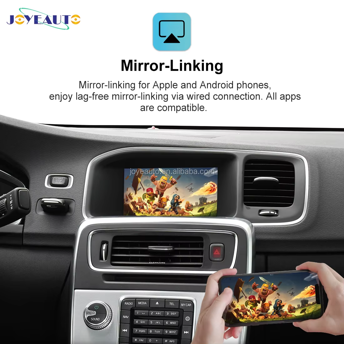 Apple CarPlay Android Auto Interface for 2014-2019 Volvo S60 XC60 V60 S80 V40 - Wireless & Wired (WJVO-1)