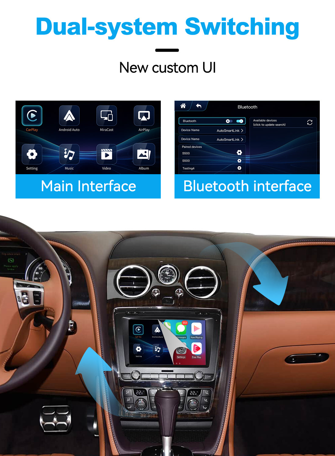 (WZBT-1) JoyeAuto Wireless Apple Carplay AirPlay Android Auto Interface for 2012-2017 Bentley Continental Flying Spur Mirror-link Plug and Play - detail 4