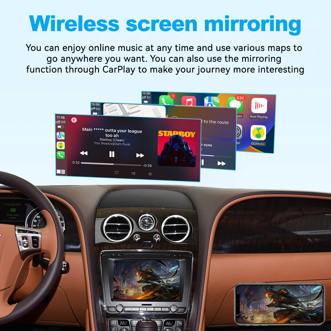(WZBT-1) JoyeAuto Wireless Apple Carplay AirPlay Android Auto Interface for 2012-2017 Bentley Continental Flying Spur Mirror-link Plug and Play - detail 8