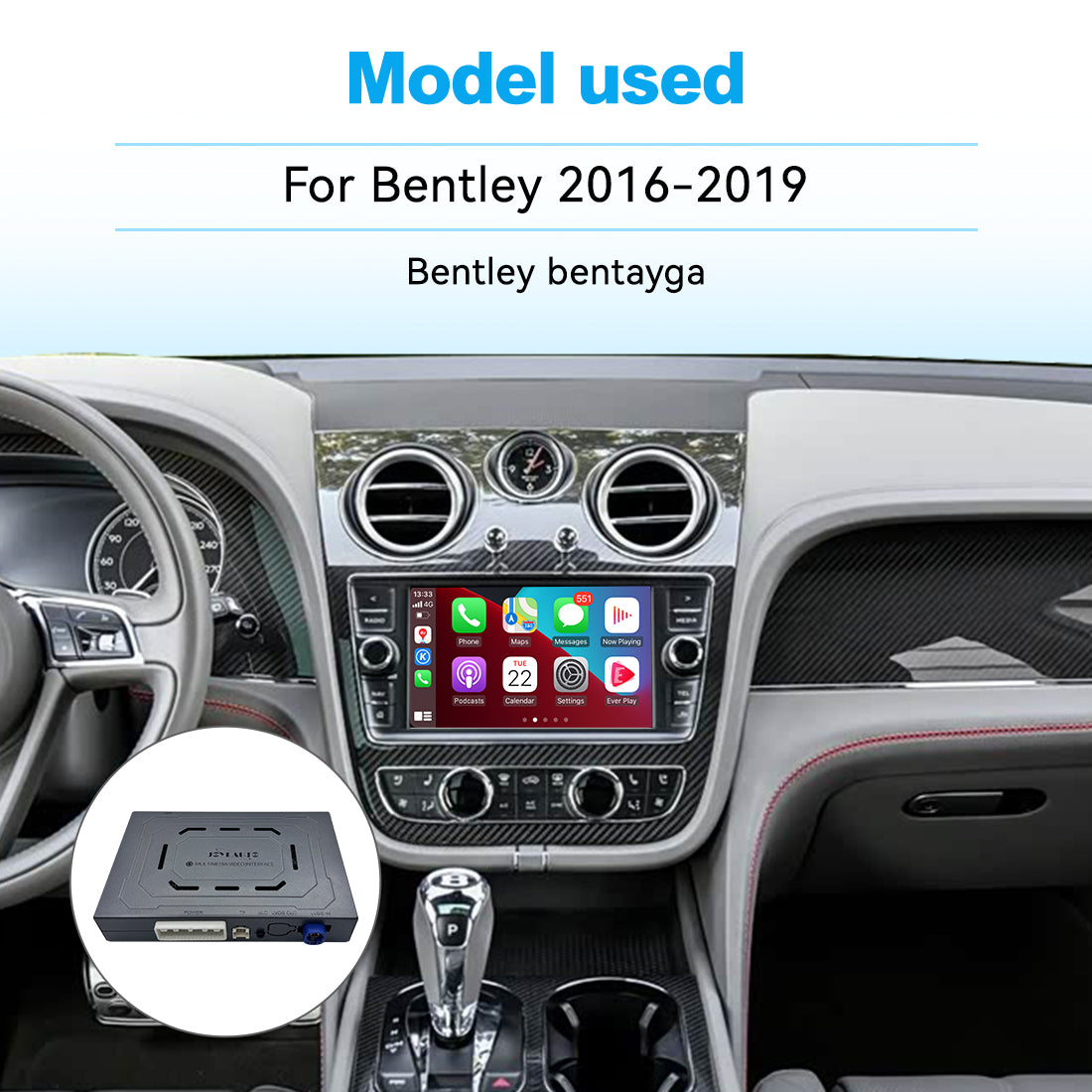 (WZBT-3) JoyeAuto Wireless Apple Carplay AirPlay Android Auto Interface for 2016-2019 Bentley Bentayga Mirror-link Plug and Play - detail 2