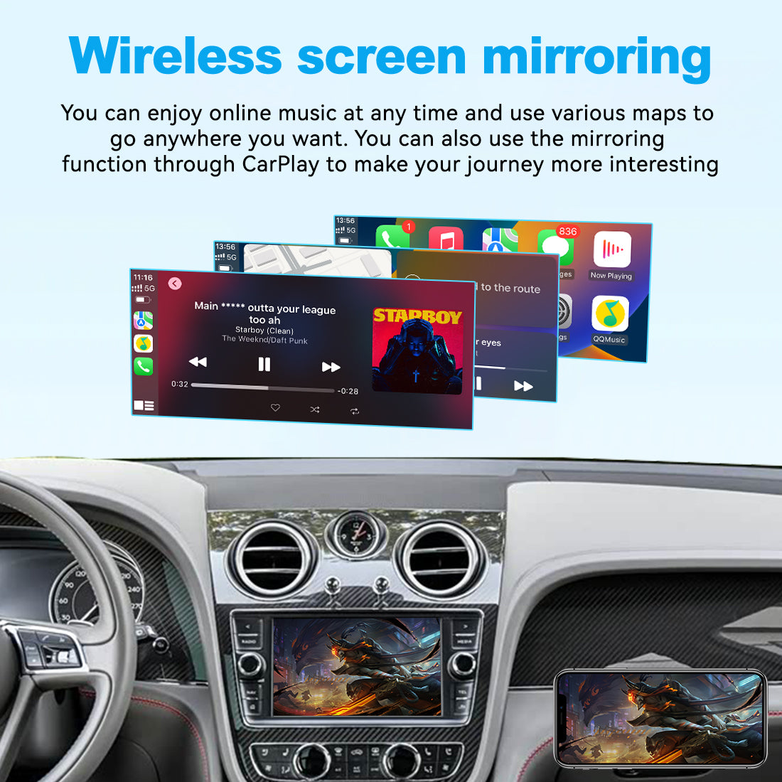 (WZBT-3) JoyeAuto Wireless Apple Carplay AirPlay Android Auto Interface for 2016-2019 Bentley Bentayga Mirror-link Plug and Play - detail 8
