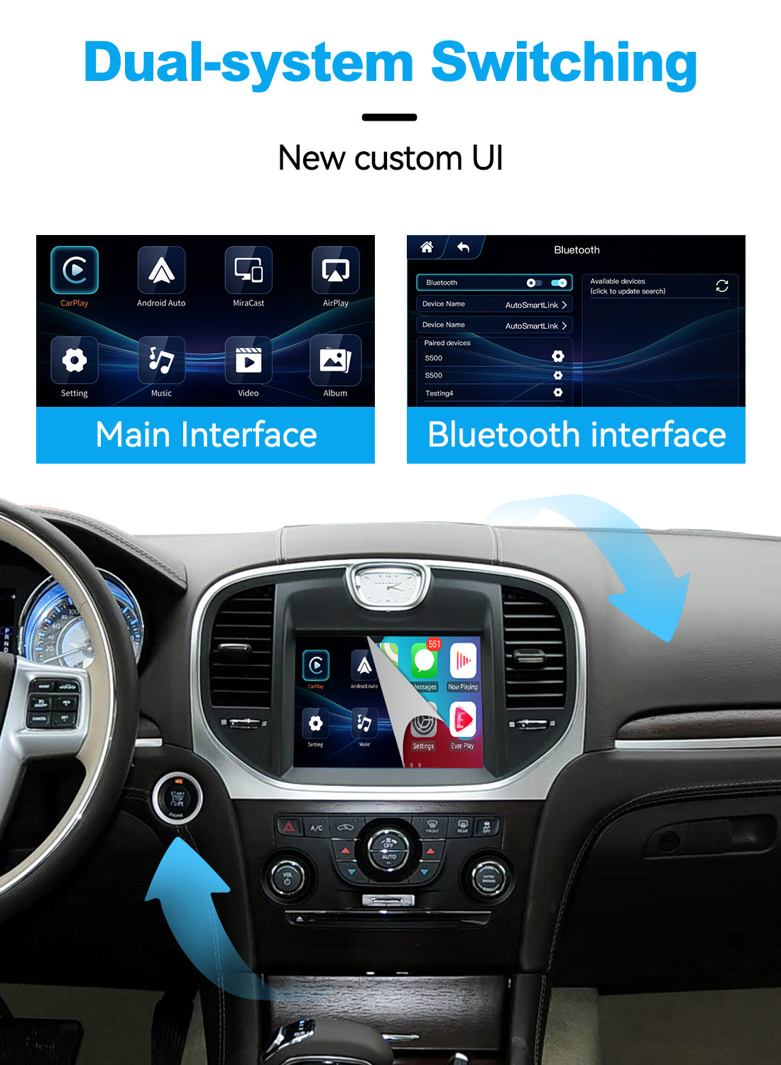 (WZCL-1) JoyeAuto Chrysler Wireless Apple Carplay AirPlay Android Auto Interface Upgrade for Chrysler 2012-2016 300C Mirror-link Plug and Play - detail 2