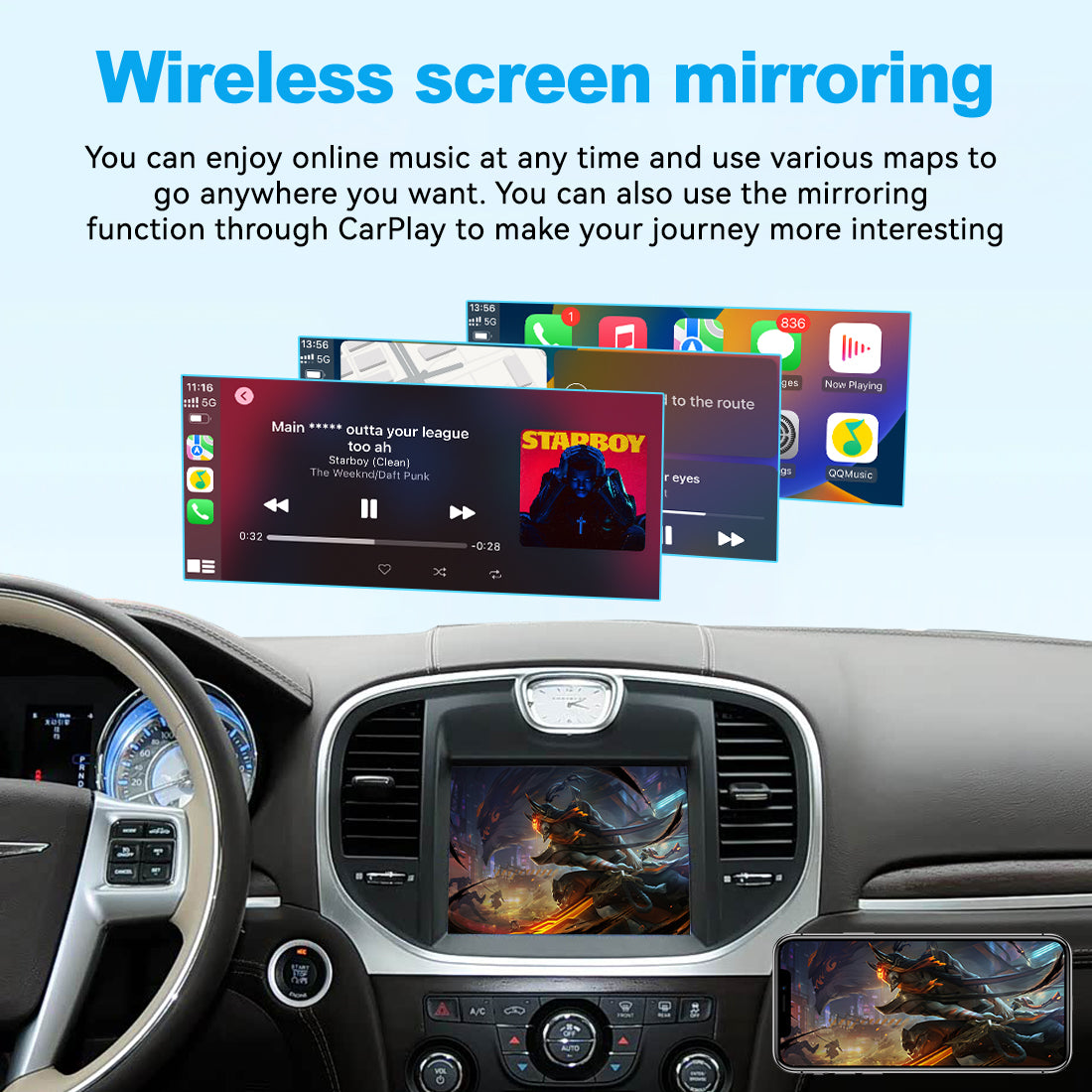 (WZCL-1) JoyeAuto Chrysler Wireless Apple Carplay AirPlay Android Auto Interface Upgrade for Chrysler 2012-2016 300C Mirror-link Plug and Play - detail 7