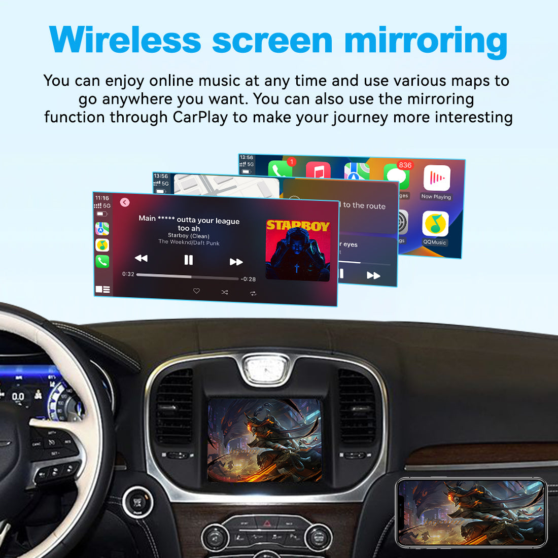 (WZCL-2) JoyeAuto Chrysler Wireless Apple Carplay AirPlay Android Auto Interface Upgrade for Chrysler 2014-2016 300C Mirror-link Plug and Play - detail 8