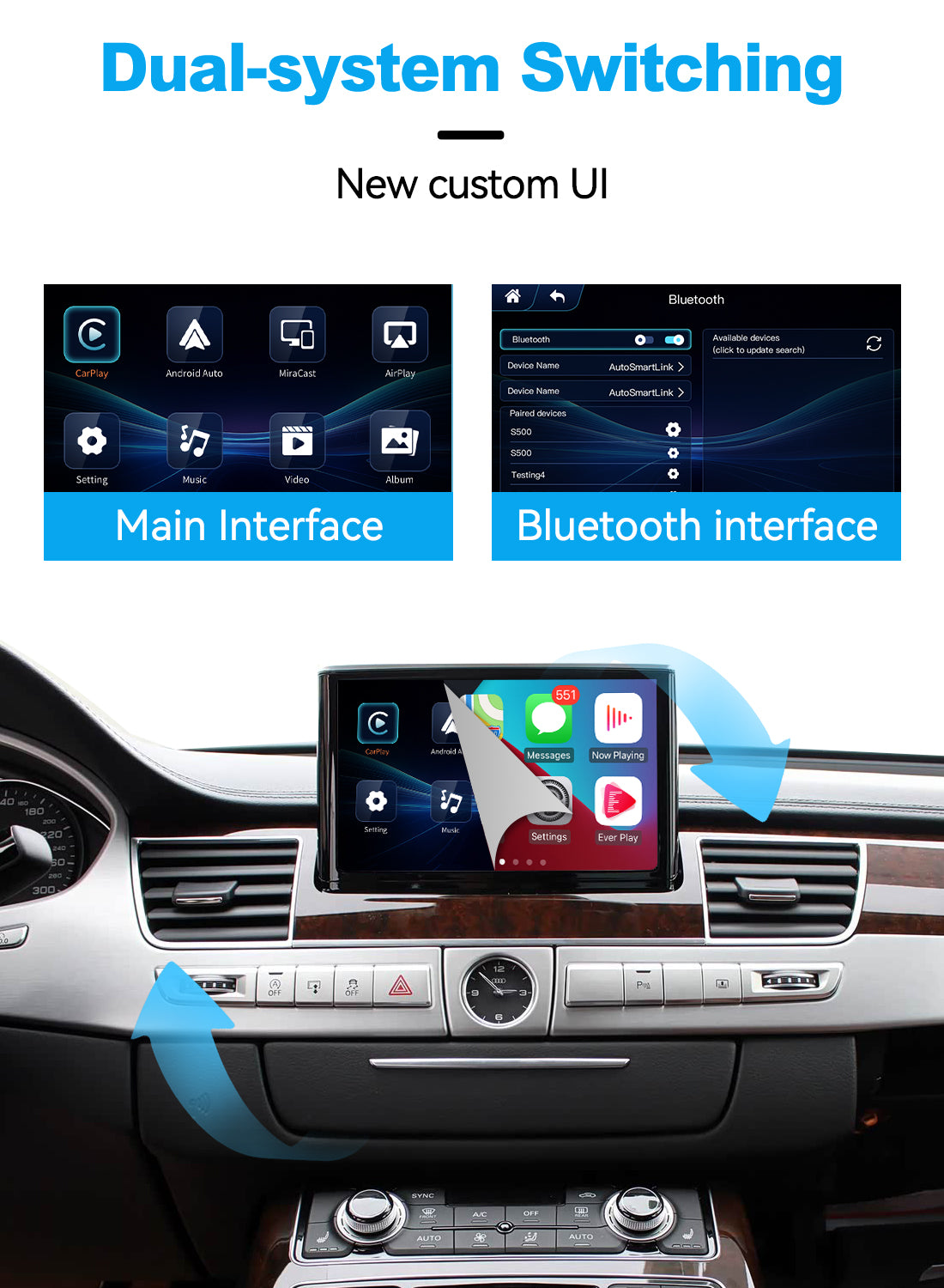 (WZAU-4) Joyeauto Audi A6 A7 MIB2 RMC A8 c7 MMI 3G Wireless Apple CarPlay Android Auto iOS AirPlay Retrofit - detail 7