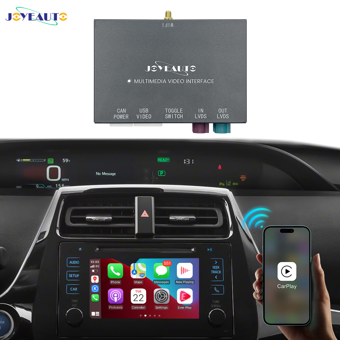 Upgrade Retrofit Toyota 2016-2019 Prius Prius c Wireless Apple CarPlay Android Auto Kit - detail 2