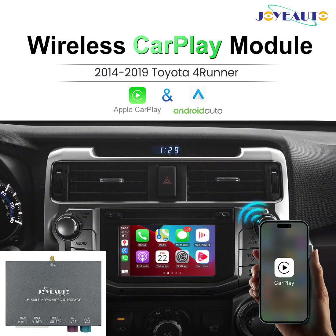 Upgrade 2014 - 2019 Toyota 4 Runner Auris Avensis Wireless Apple CarPlay Android Auto Retrofit Module