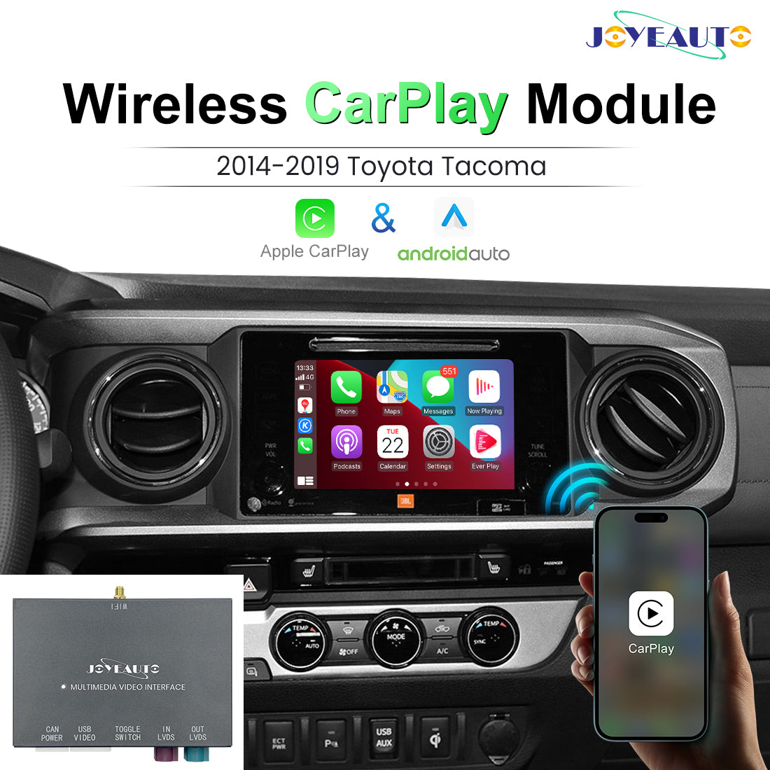 Upgrade 2014 - 2019 Toyota Tacoma Tundra Werso Werso s Wireless Apple CarPlay Android Auto Retrofit Module
