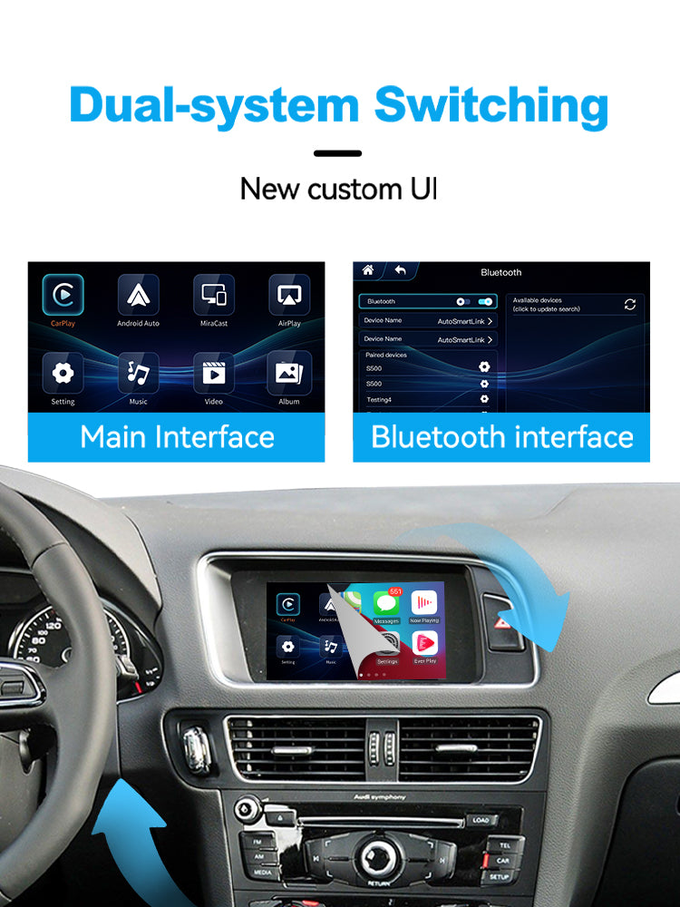 (WZAU-1) New Joyeauto Audi A4 A5 Q5 b8 without MMI Concert Symphony WIFI Wireless Apple CarPlay AirPlay Android Auto Retrofit - detail 4