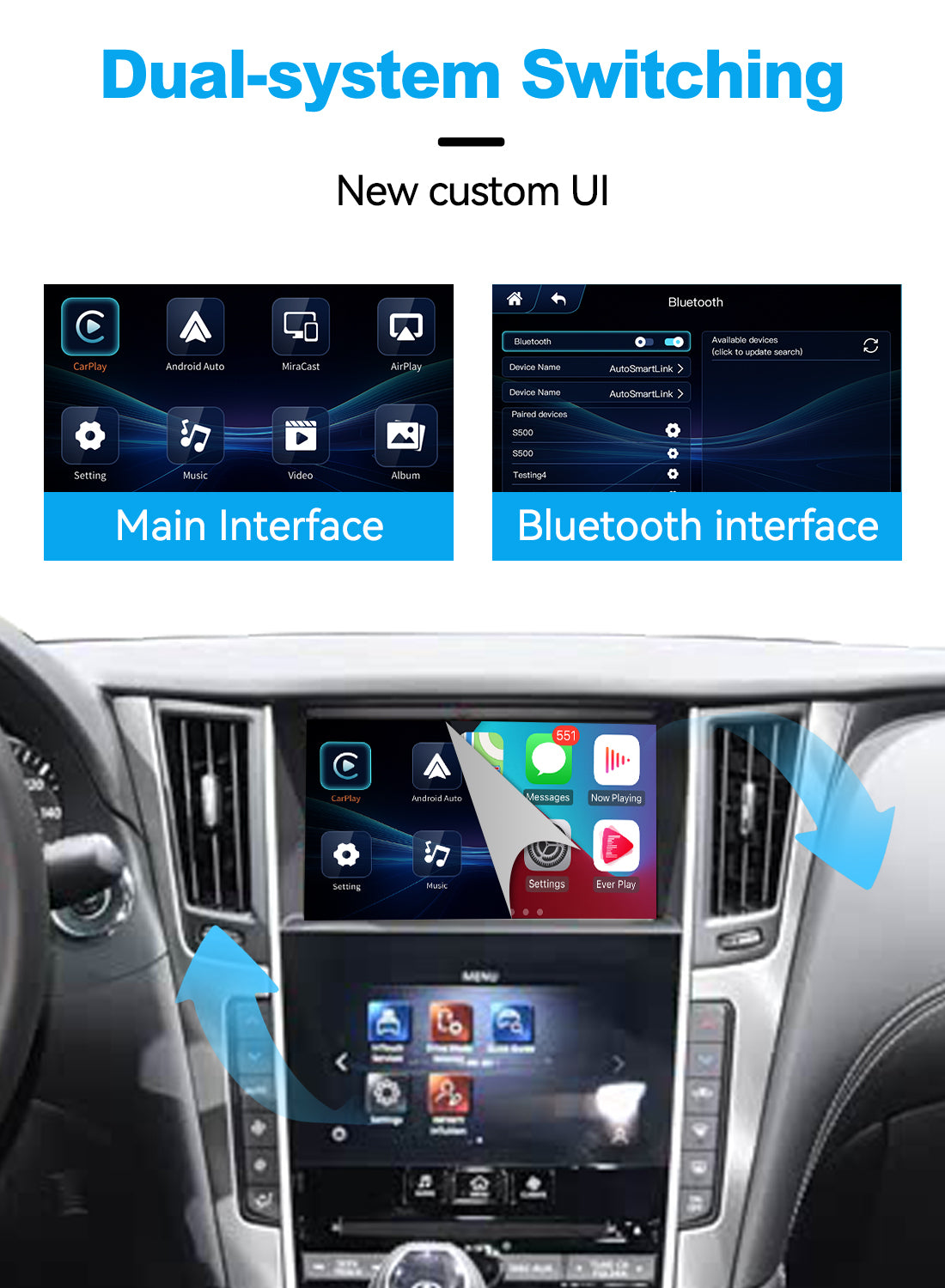 (WZIN-5) New JoyeAuto Carplay Module Retrofit for 2020-2024 Infiniti Q50 Q60 Q50L WiFi Wireless Apple CarPlay AirPlay Android Auto Interface - detail 3