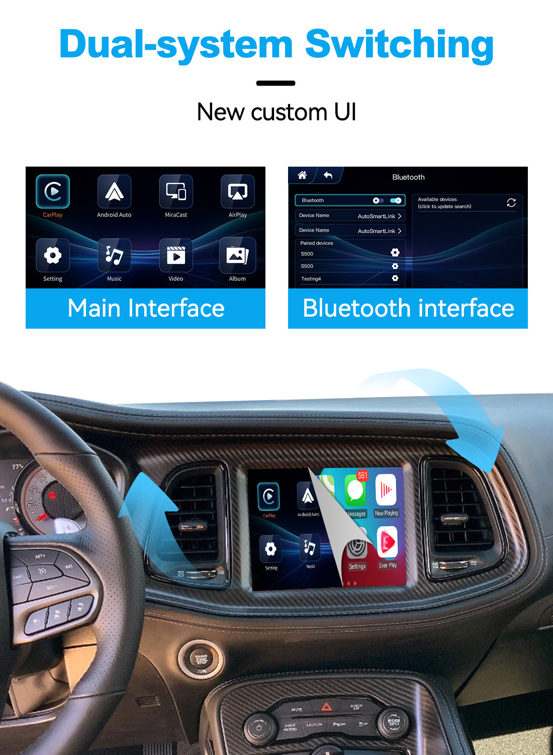 (WZJP-1) JoyeAuto Wireless Apple Carplay AirPlay Android Auto Interface for JEEP Cherokee Grand Cherokee Uconnect 8.4 Plug and Play - detail 3