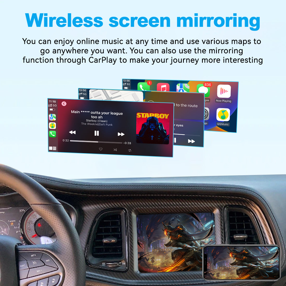 (WZJP-1) JoyeAuto Wireless Apple Carplay AirPlay Android Auto Interface for JEEP Cherokee Grand Cherokee Uconnect 8.4 Plug and Play - detail 8