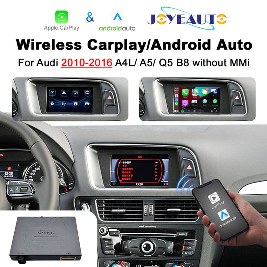 JoyeAuto wireless CarPlay and Android Auto interface for 2010–2016 Audi A4L, A5 and Q5 B8 models without MMI