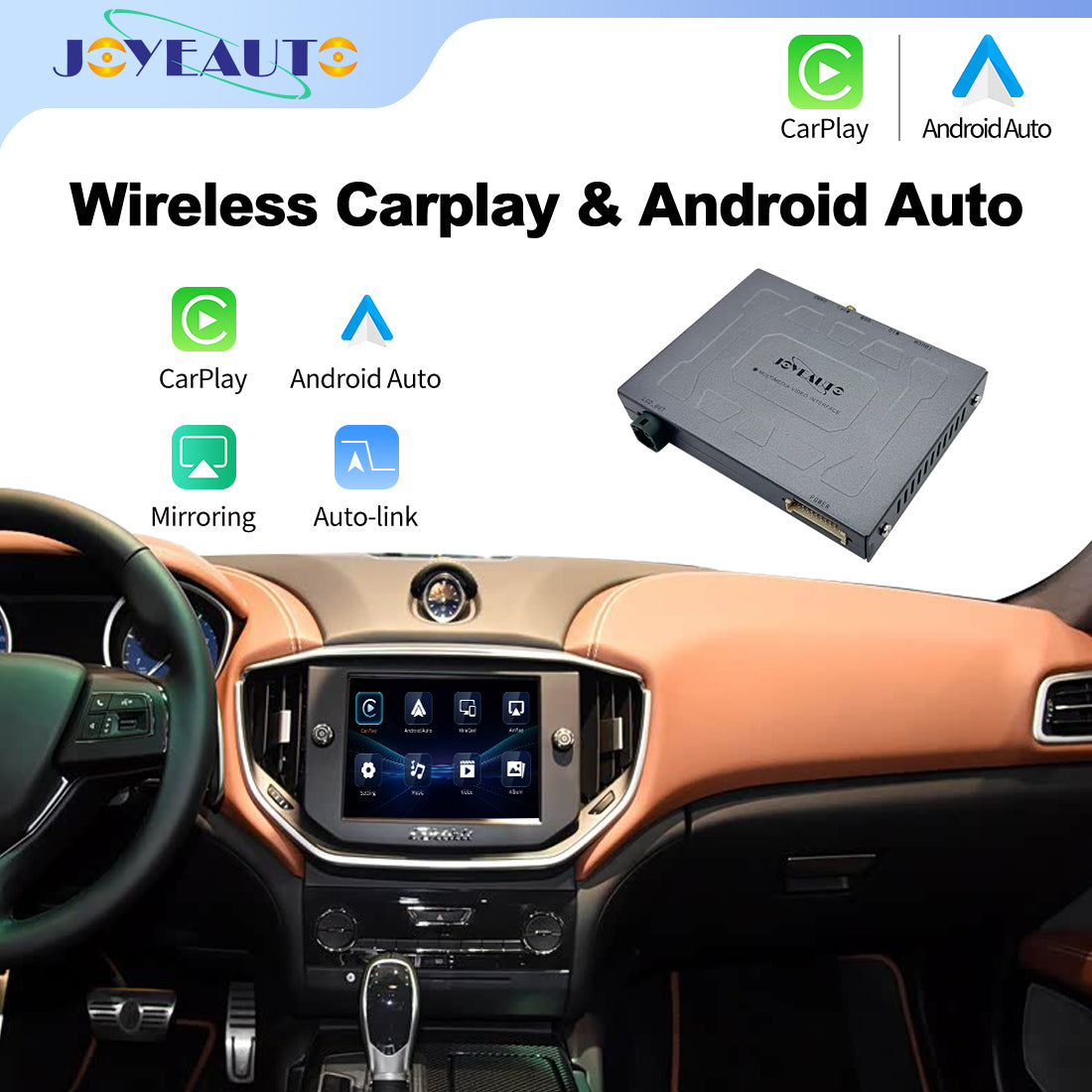(WZMA-1) Joyeauto WiFi Wireless Apple CarPlay Android Auto Upgrade for Maserati Quattroporte Ghibli 2014-2017MY with Rear Camera