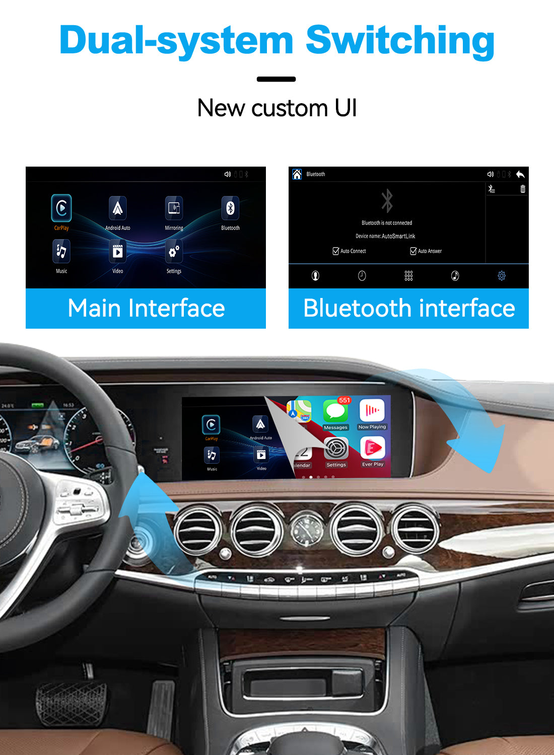 (WZME-4) Joyeauto Mercedes-Benz NTG5.5 2016-2020 AMG C E S Class w206 w212 w222 WiFi Wireless Apple CarPlay AirPlay Android auto Hicar Interface - detail 4