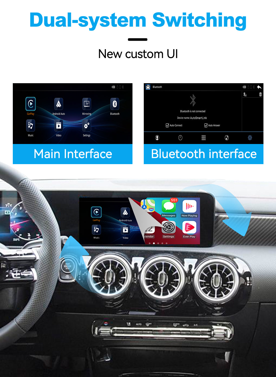 (WZME-5) Joyeauto Mercedes-Benz NTG6.0 2020-2025 10.25 12.3 inch A B GLA GLB GLC E GLE CLS GLS WiFi Wireless Apple CarPlay AirPlay Android auto Hicar Interface - detail 4