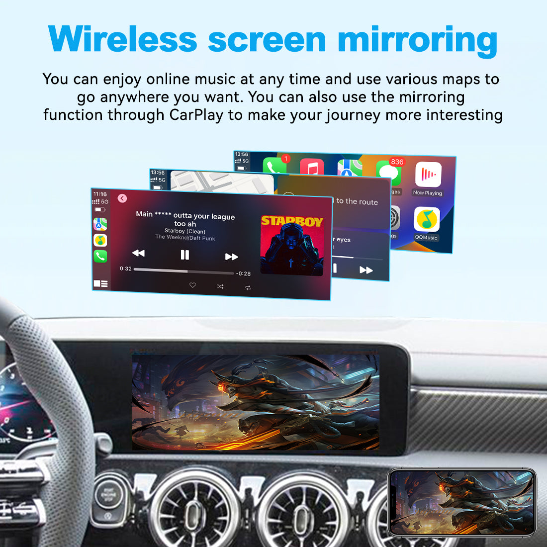 (WZME-5) Joyeauto Mercedes-Benz NTG6.0 2020-2025 10.25 12.3 inch A B GLA GLB GLC E GLE CLS GLS WiFi Wireless Apple CarPlay AirPlay Android auto Hicar Interface - detail 6