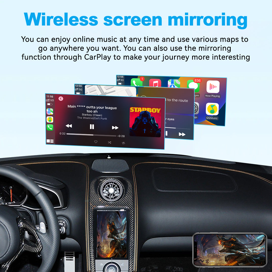 (WZML-1)JoyeAuto Wireless Apple Carplay AirPlay Android Auto Mirror-Link Interface for McLaren 12C 650S 625C 675LT 570S 540C 600LT Plug and Play - detail 8