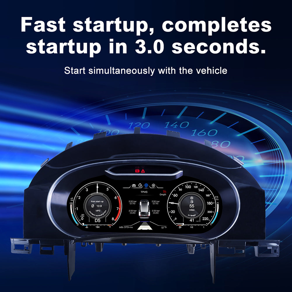 MMB LCD digital instrument cluster with Apple CarPlay and Android Auto for Volkswagen Touareg 2003–2010.