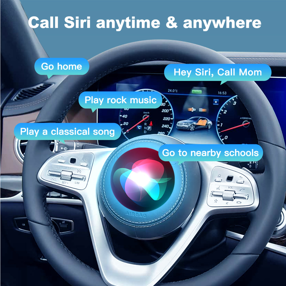 Siri voice control with the Mercedes-Benz WJME-7 CarPlay interface for hands-free navigation, phone calls, and music commands